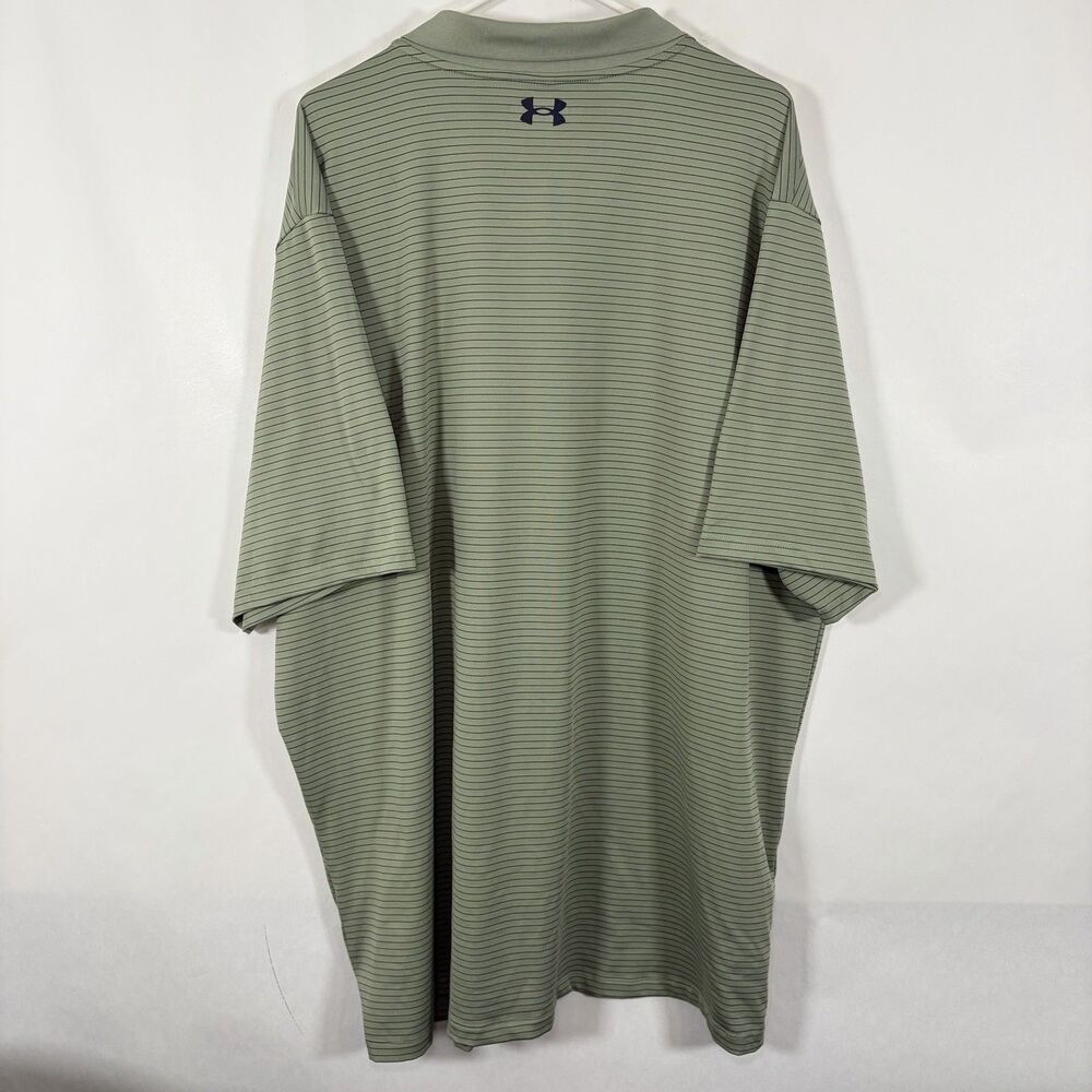 Under Armour The Performance Polo Golf Shirt Mens 3XLT Green Navy Striped - Picture 10 of 12